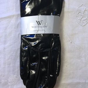 Black Patent Leather Gloves - New